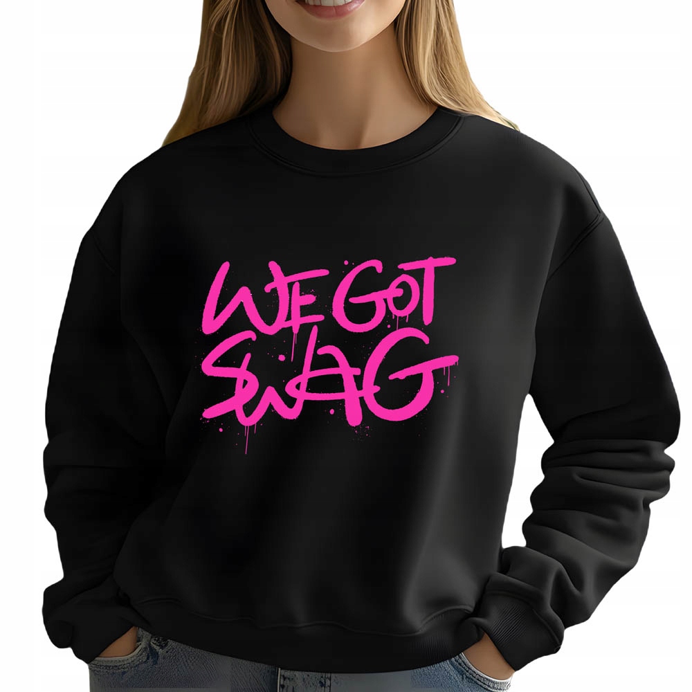 Mikina Černá We Got Swag Dárek Módní Pohodlná Trendy Viral Vel XL