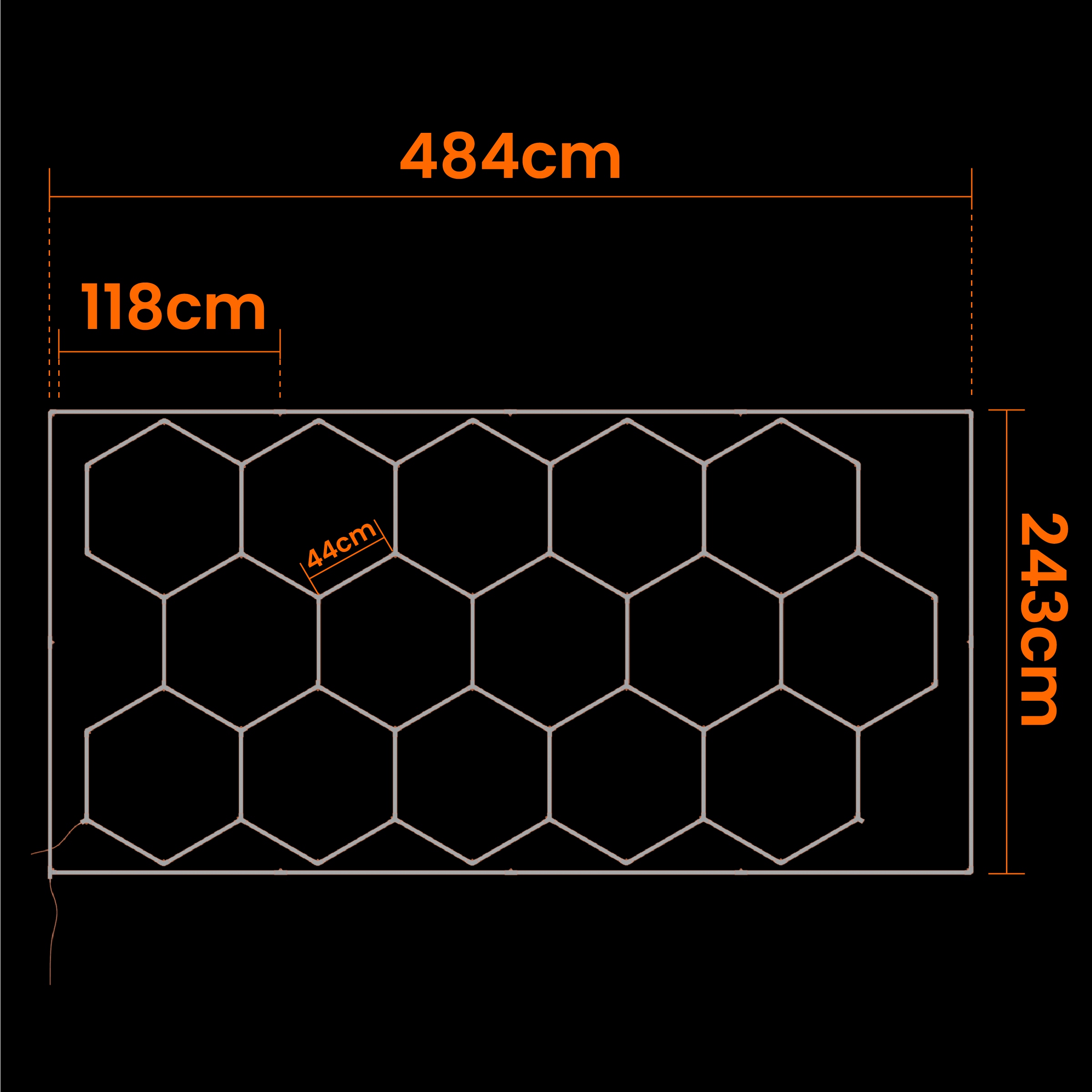 LED sešstūra griestu paneļa apgaismojums garāžas darbnīcai 484 x 243 cm Brand Smartled