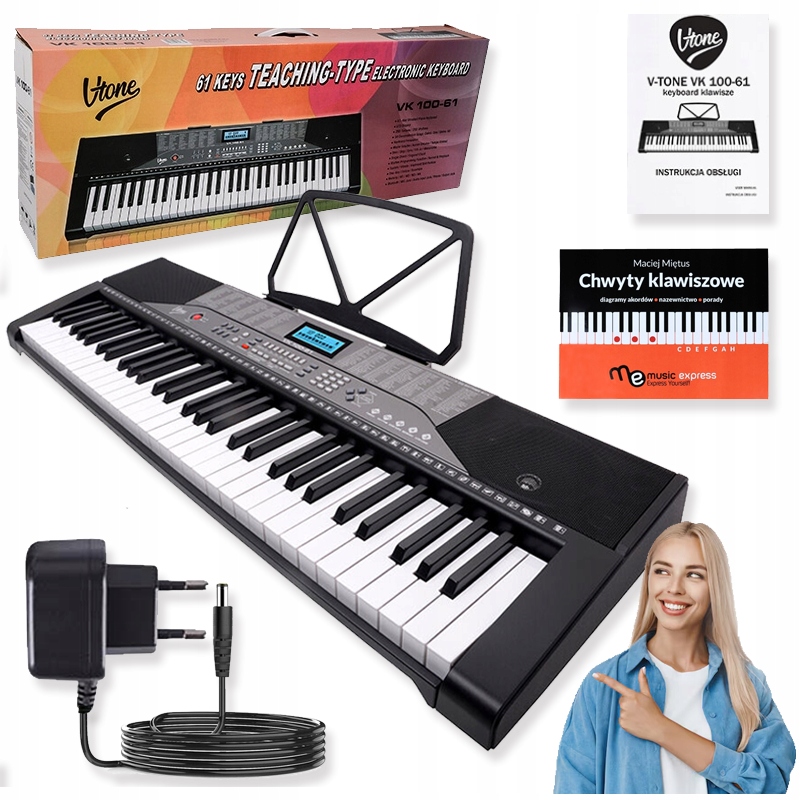 Keyboard Digitální Piano Pro Děti Elektrické Varhany 61 Kláves Napájecí Zdroj