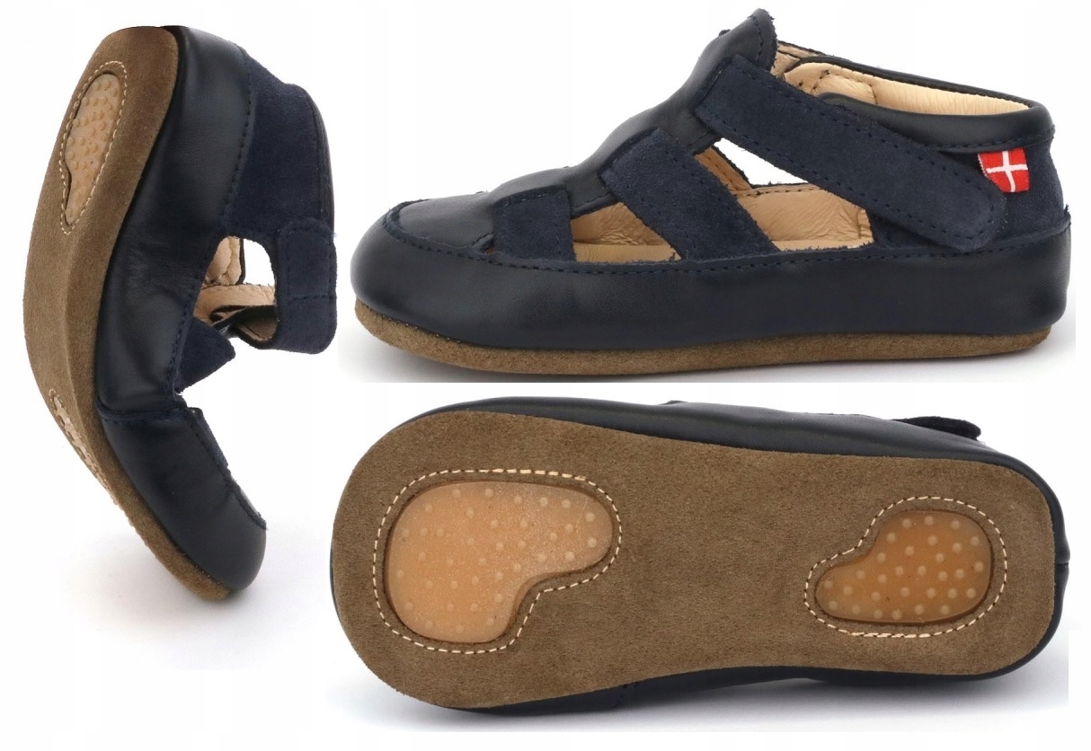 Obex Helis Barefoot Flexy Skórzane Kapcie Papcie Dziecięce Sandałki Rzep