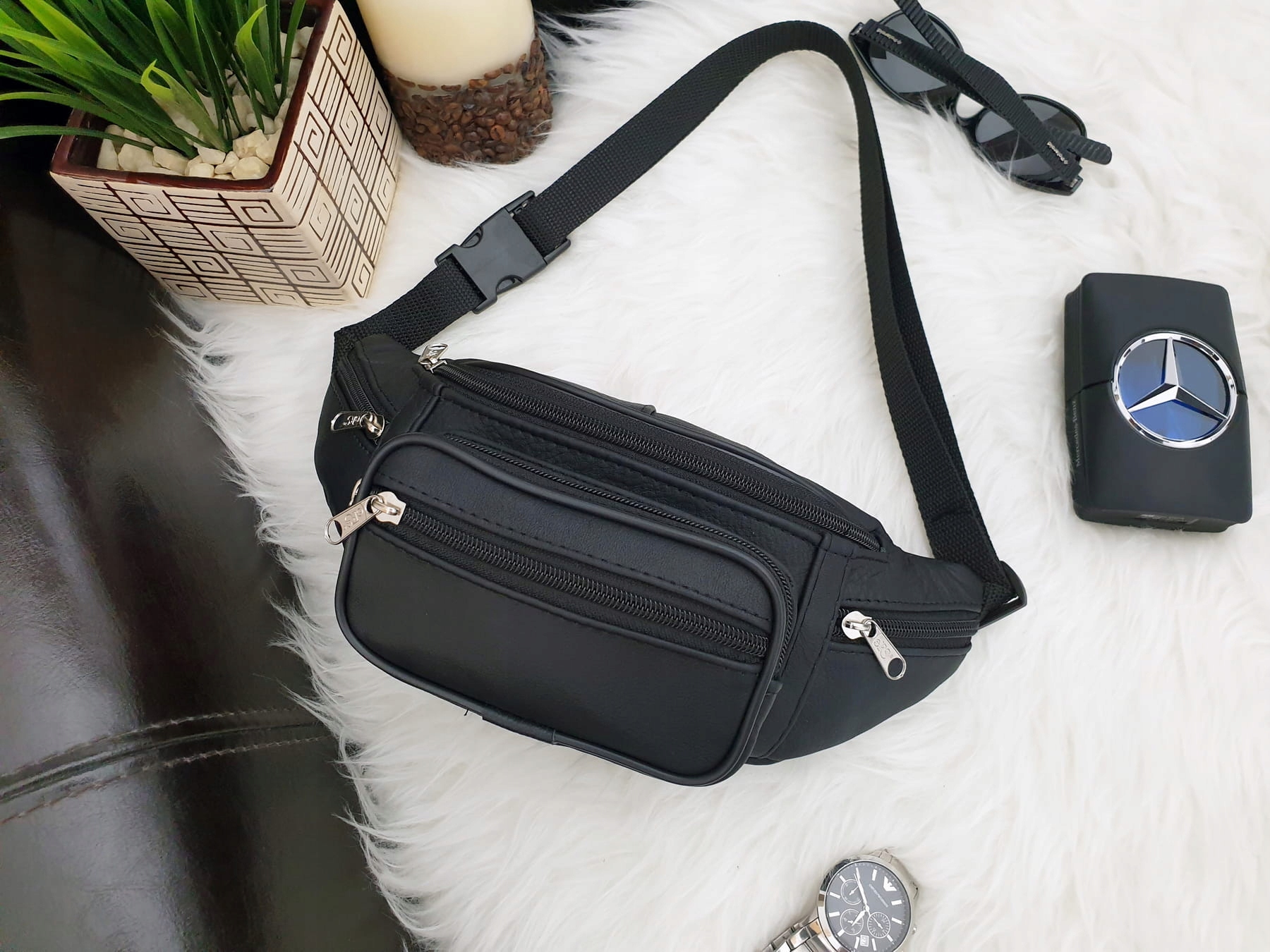 NERKA męska skórzana solidna polska CZARNA Marka inna