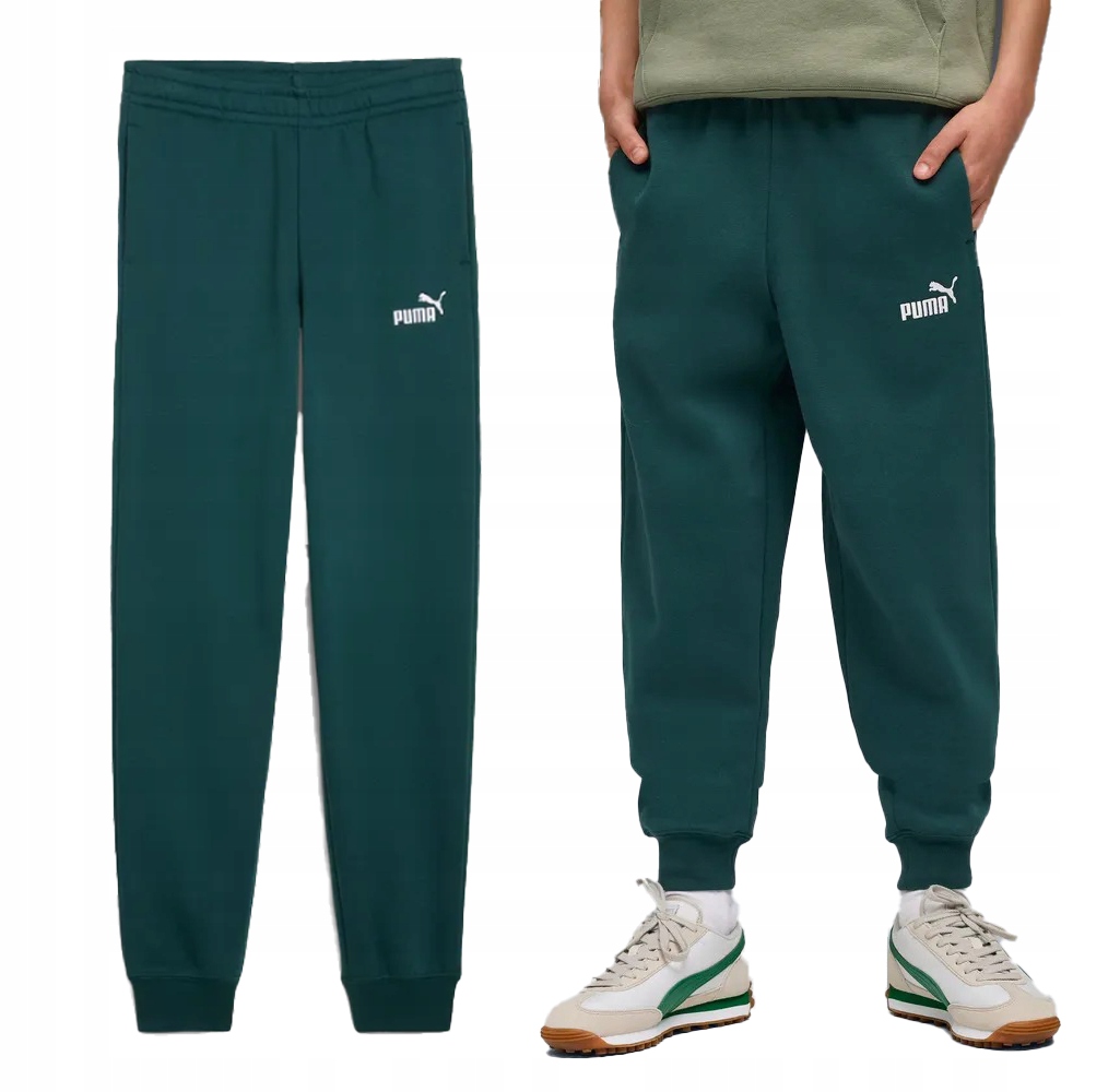 Spodnie młodzieżowe sportowe Puma Ess No. 1 Logo 68491275 zielone 164