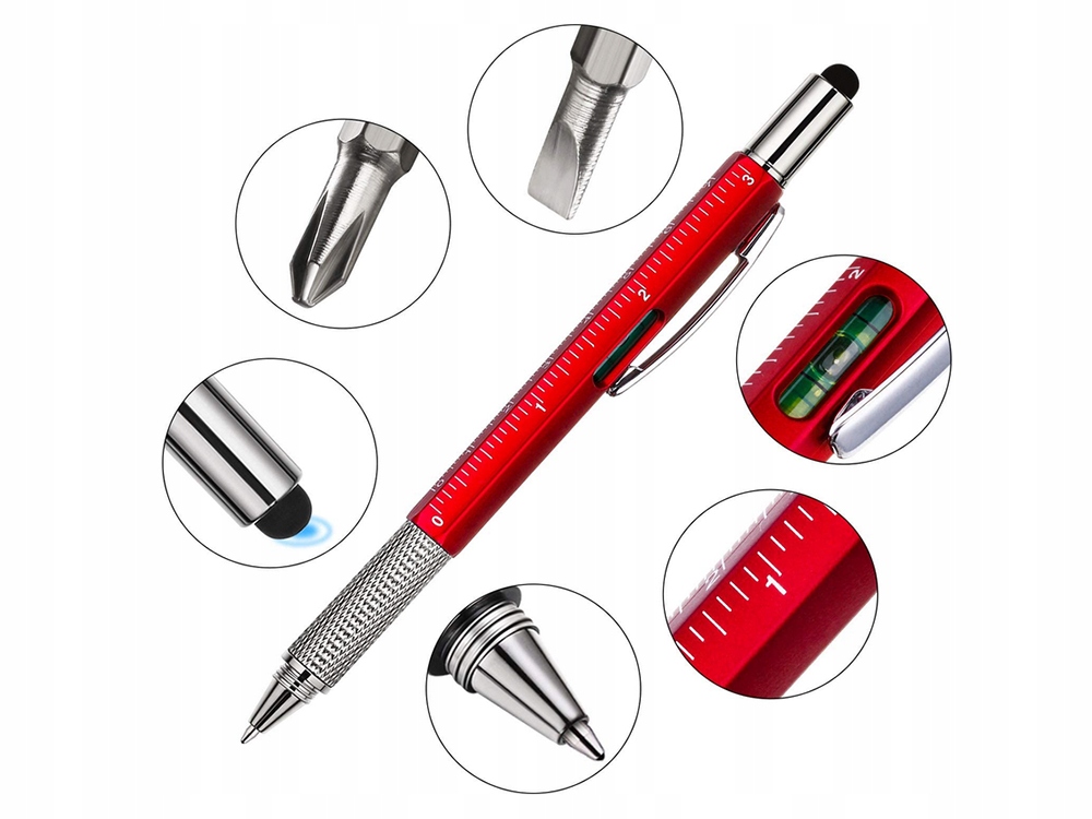 DŁUGOPIS WIELOFUNKCYJNY ŚRUBOKRĘT MULTITOOL 6W1 MIARKA POZIOMICA Marka Verk Group