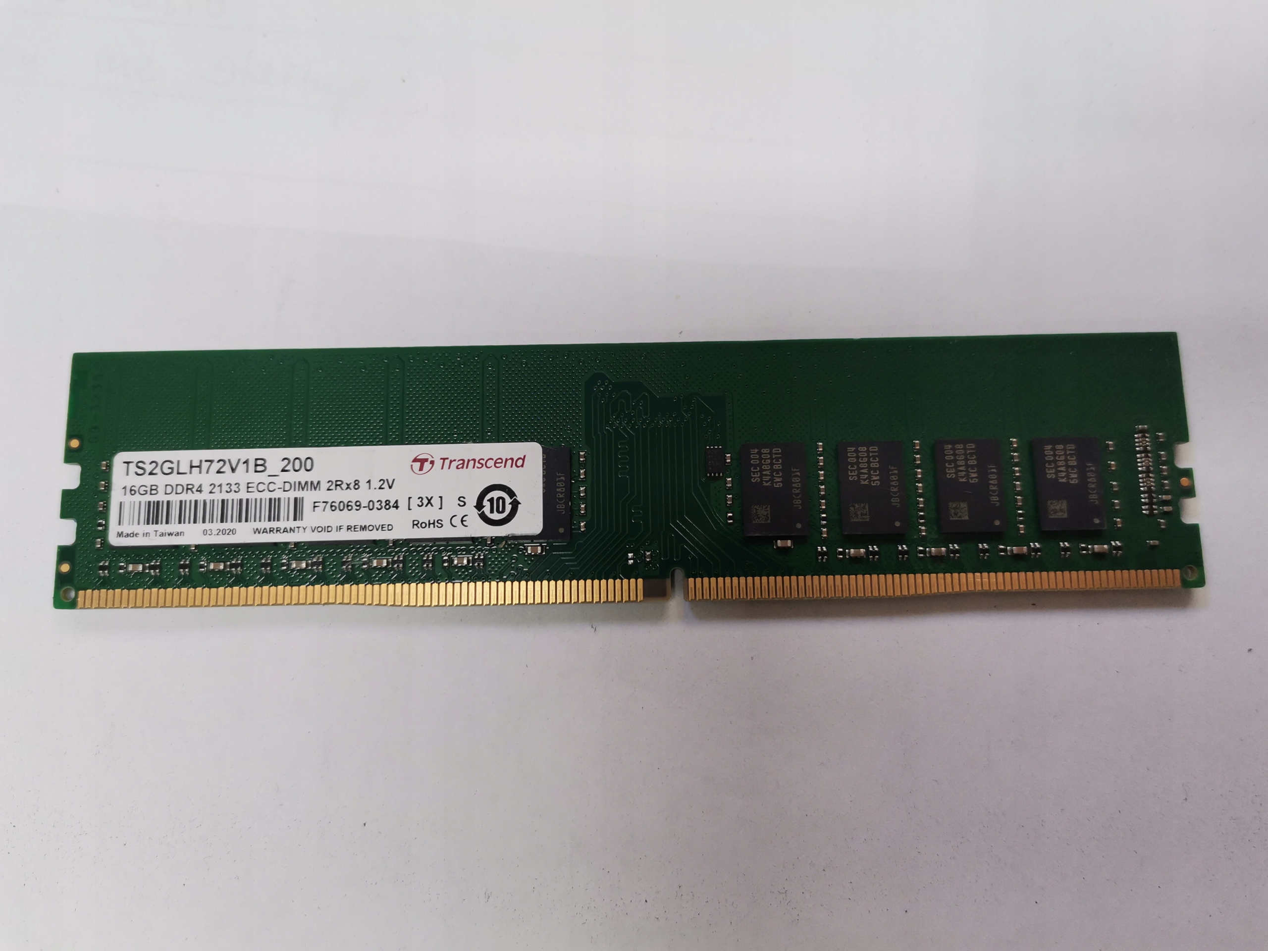 TRANSCEND 16GB DDR4 2666 ECC UDIMM TS2GLH72V6B