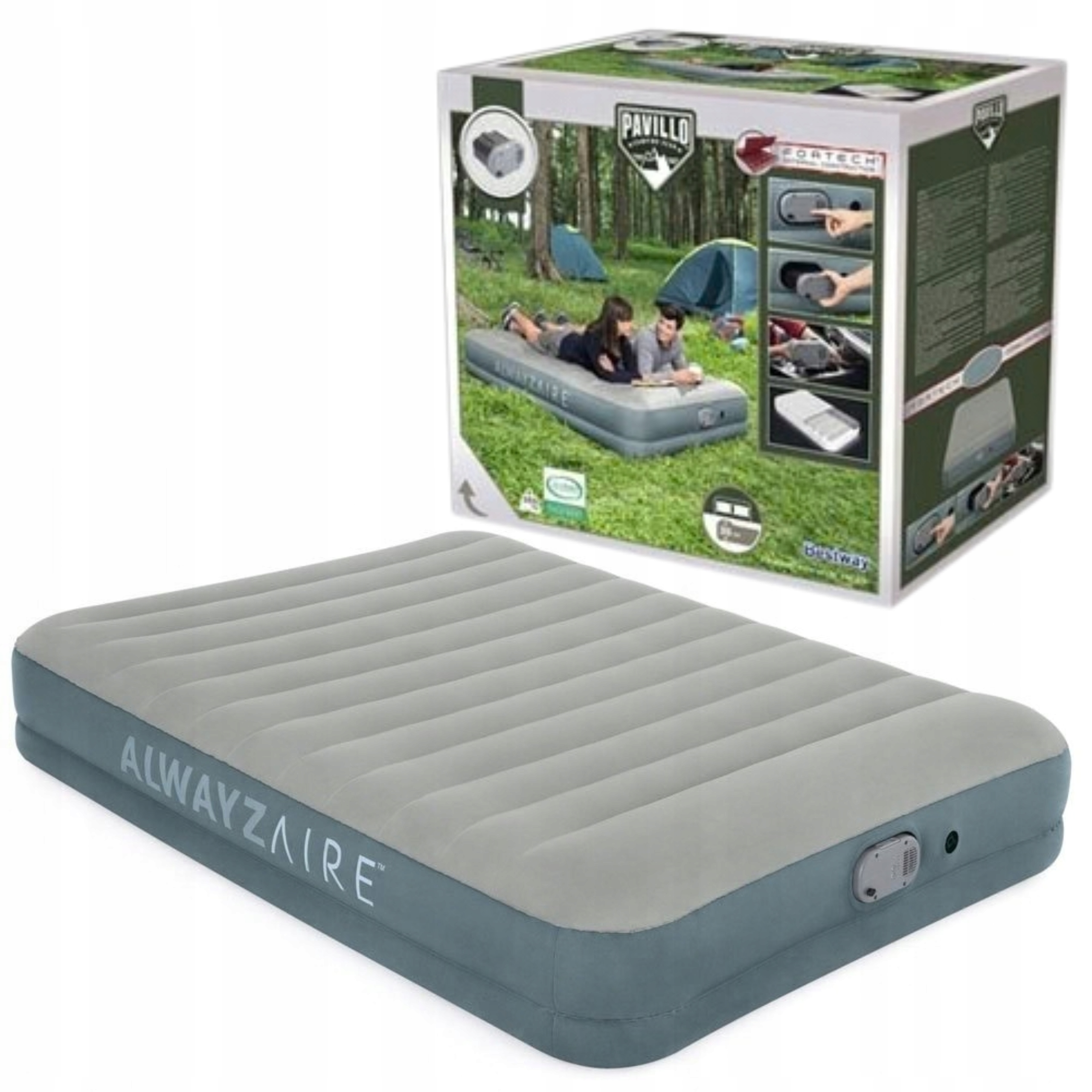 Materac Dmuchany Dwuosobowy Z Pompką Samopompujący Bestway 203x152x22 cm
