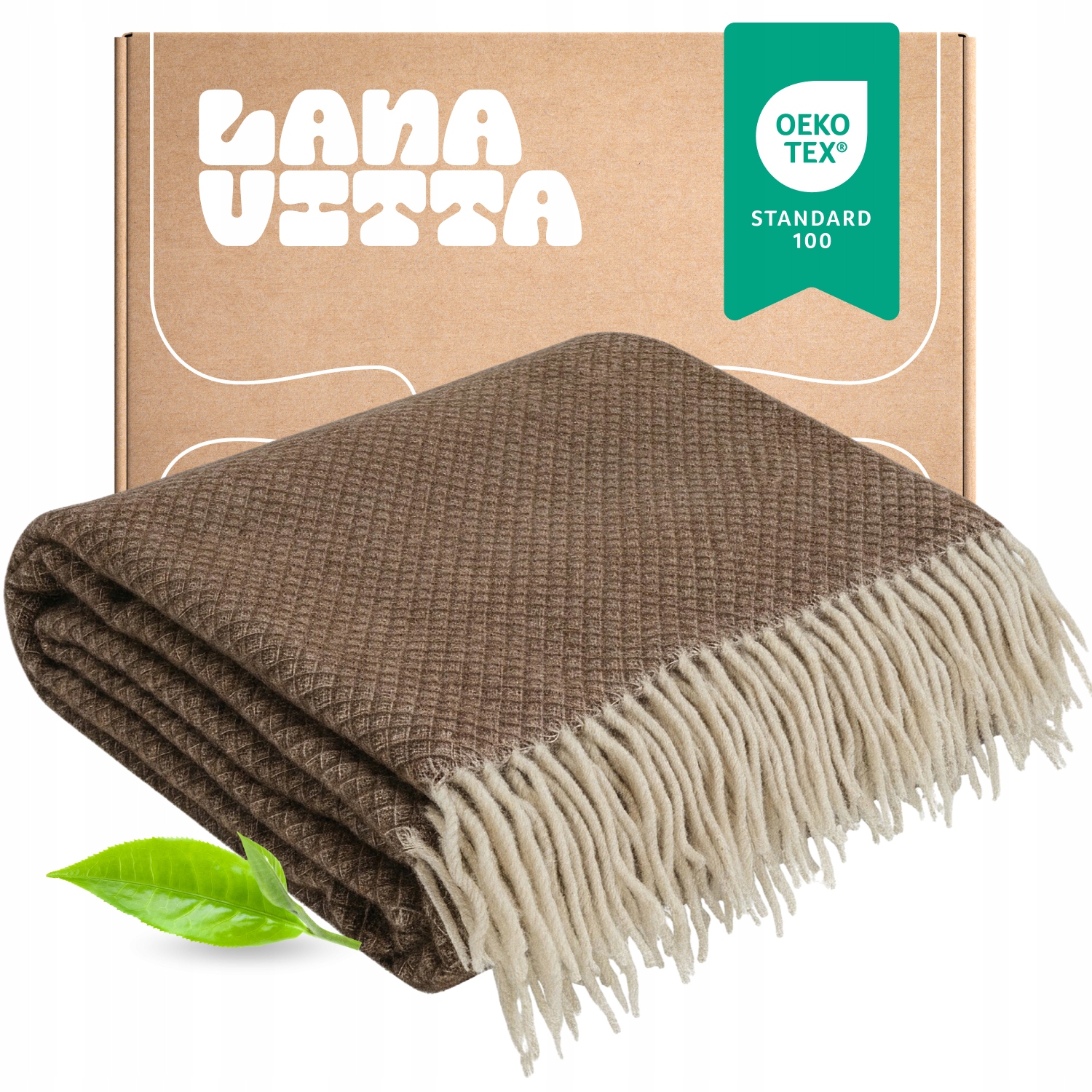 Vlněná deka Prestige 100% vlna Přehoz na postel Pled Hnědá 150х200 cm