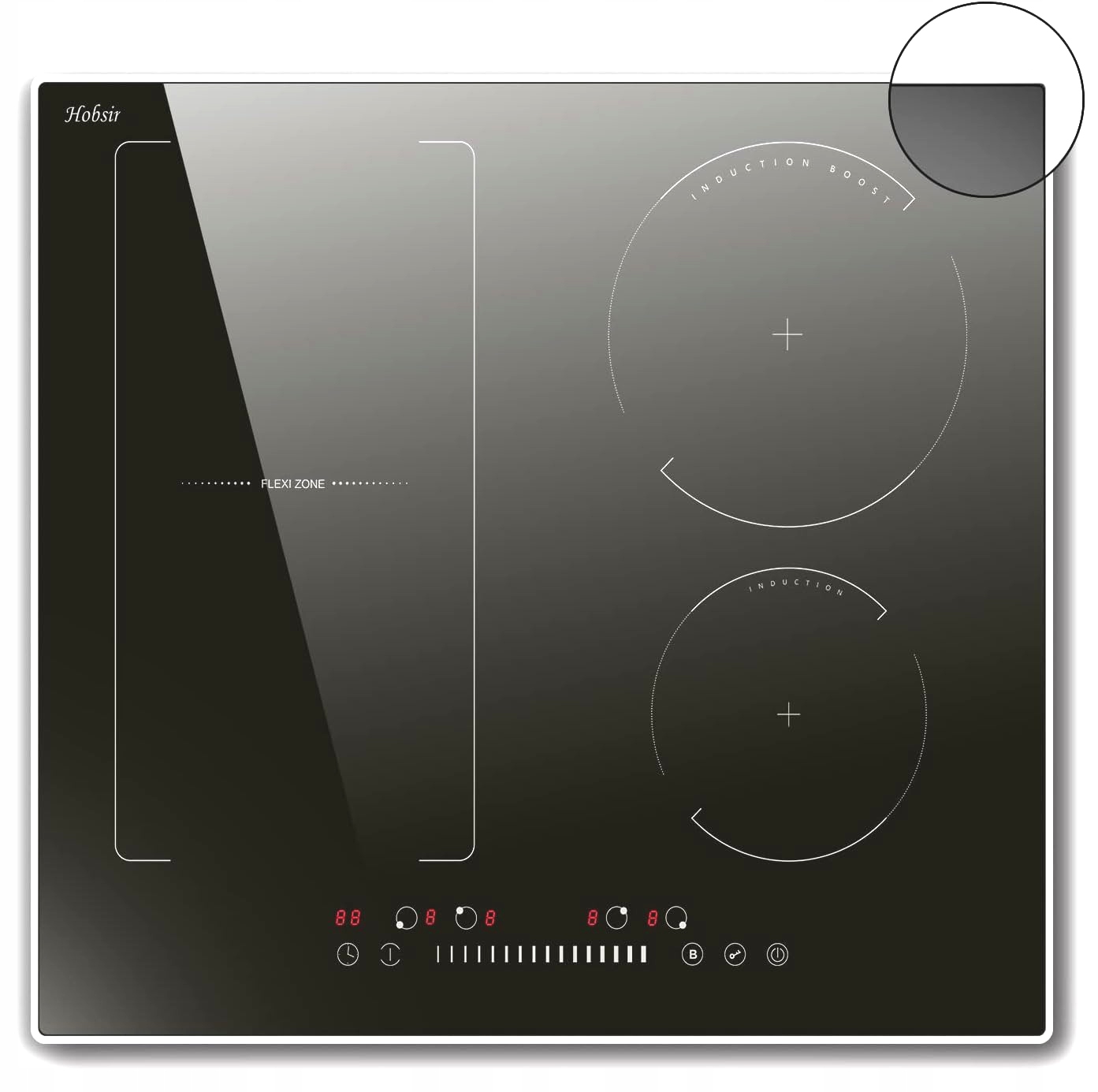 Indukční varná deska Hobsir 60 cm 7200 W, 4 Flex pole, slider, časovač, zámek
