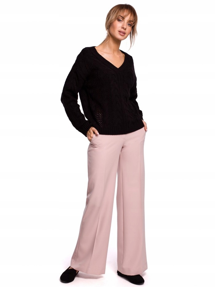 

Eu S/m M510 Ażurowy sweter z dekoltem w serek - cz