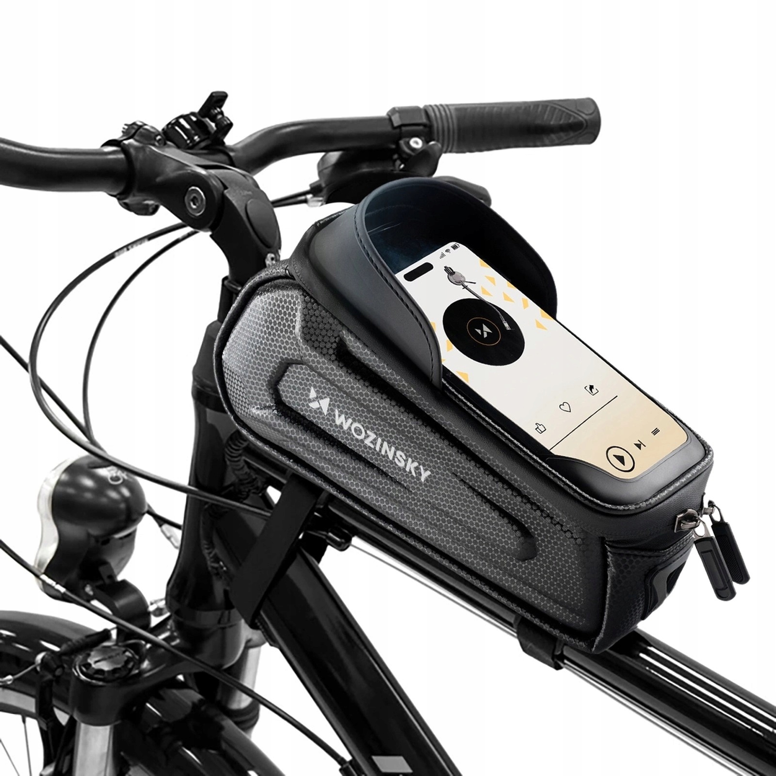 Torba sakwa rowerowa na ramę pancerna z kieszonką na telefon 1.7 l czarna