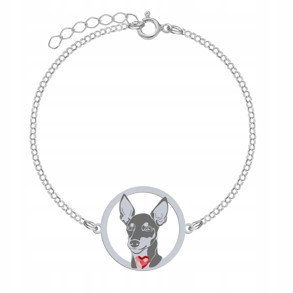 Náramek Stříbro se psem Anglický teriér Toy Terrier 925 Žena Gravírování Bonus