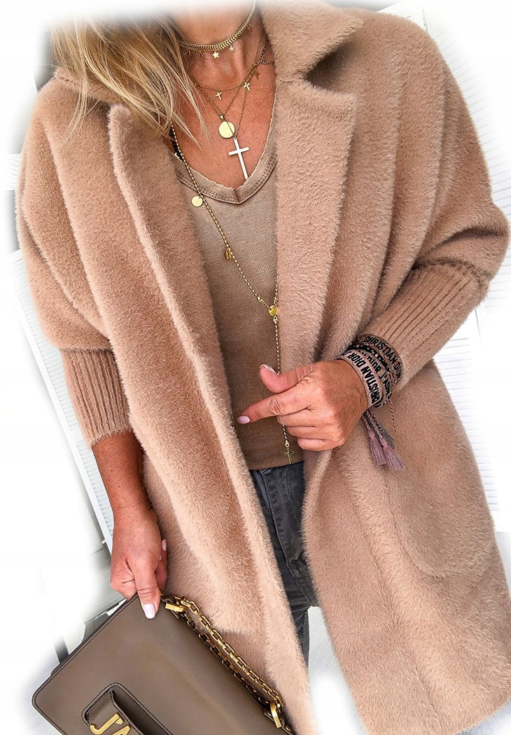 

Płaszcz Alpaka Długi Płaszczyk Wełna Kurtka XL