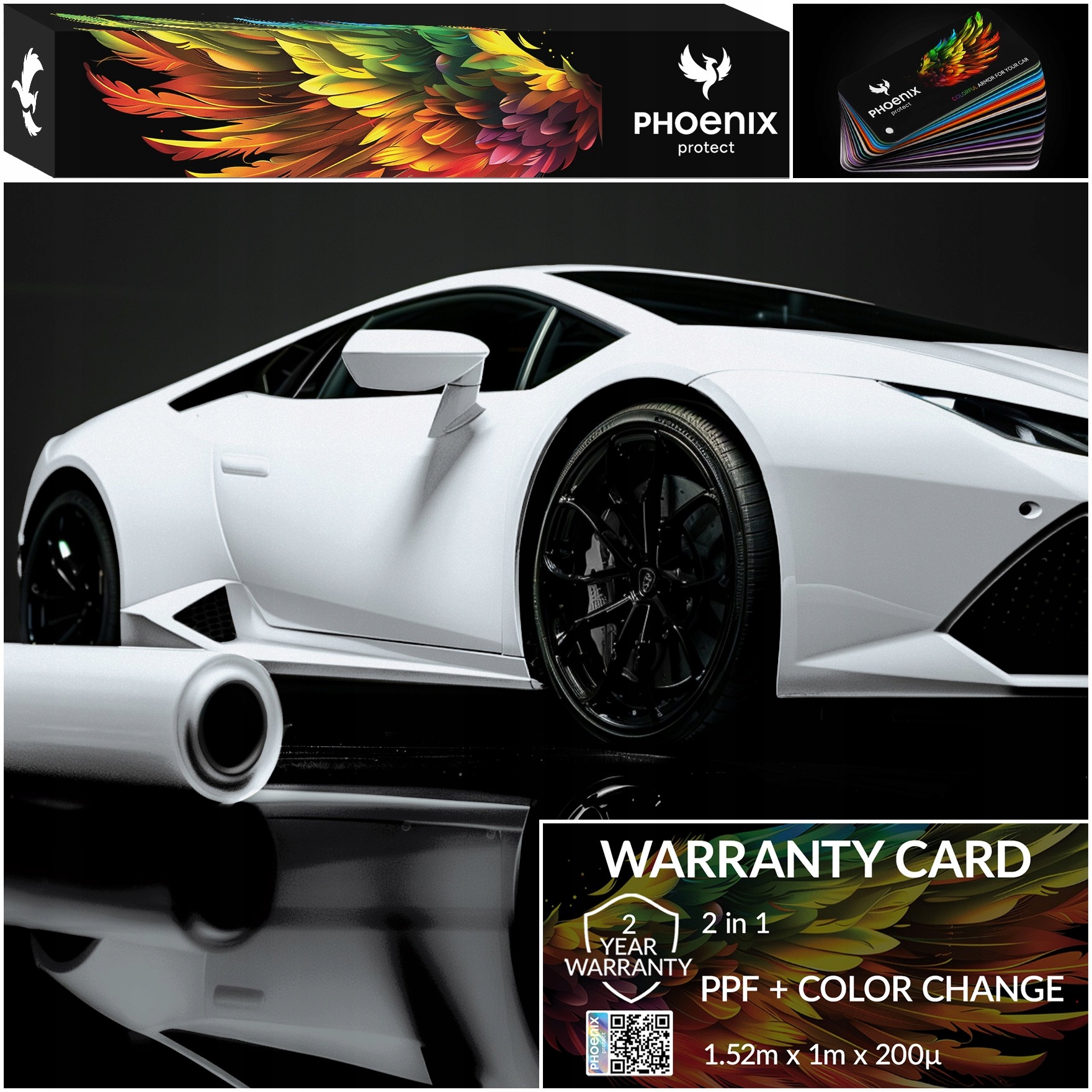 Farebná fólia Ppf Phoenix Protect Zmena farby auta Matte Pearl White