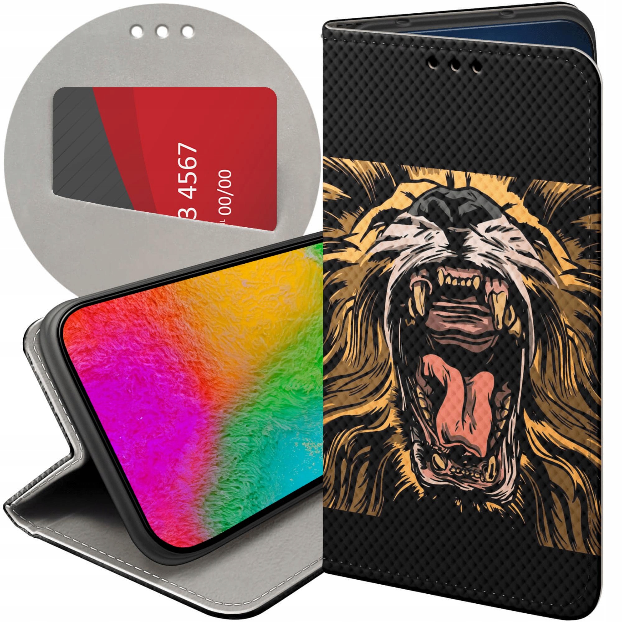 Etui Z Klapką Do Xiaomi Redmi A1 Lew Lwy Lwica Futerał Pokrowiec Case