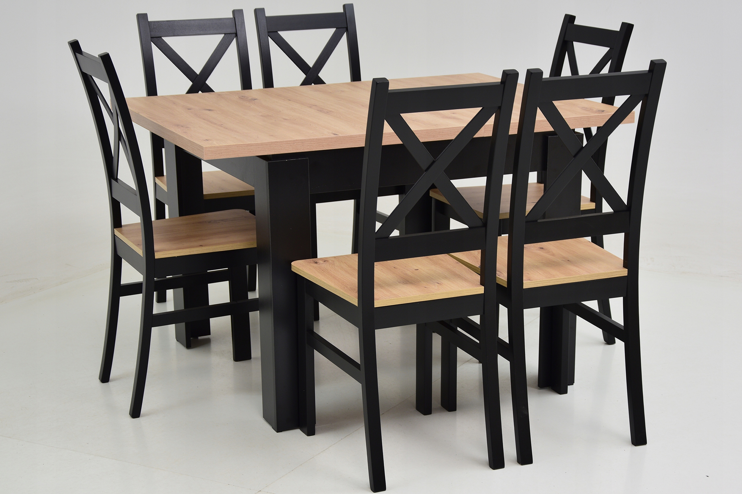 Zestaw STÓŁ kwadratowy ROZKŁADANY 90x90/120 i 6 krzeseł KRZYŻAK ARTISAN Kod producenta K-1 + C-7