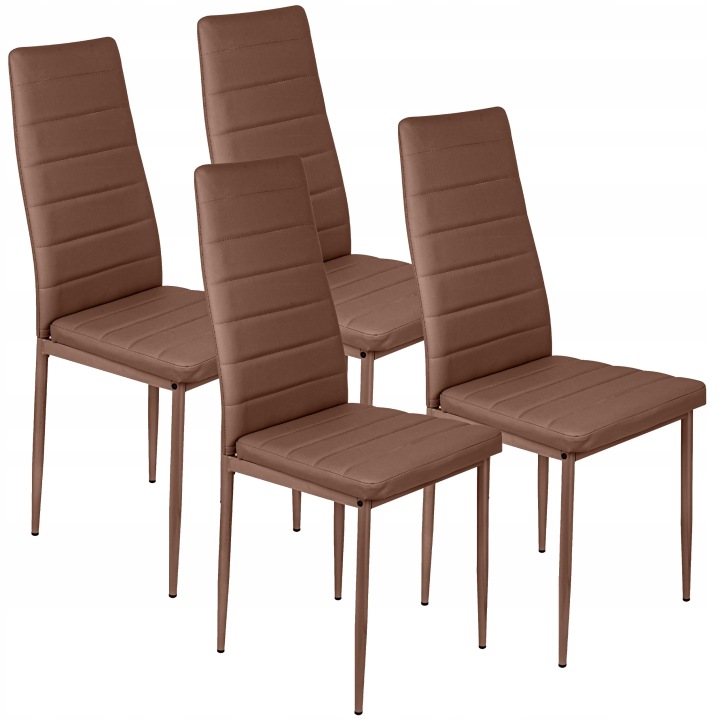 4 x Krzesło Brązowe Ekoskóra Tapicerowane Salon Jadalnia Vito