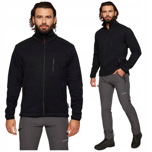 Alpinus Polar Bluza Polarowa Męska Rozpinana Svene 200G Czarna XL