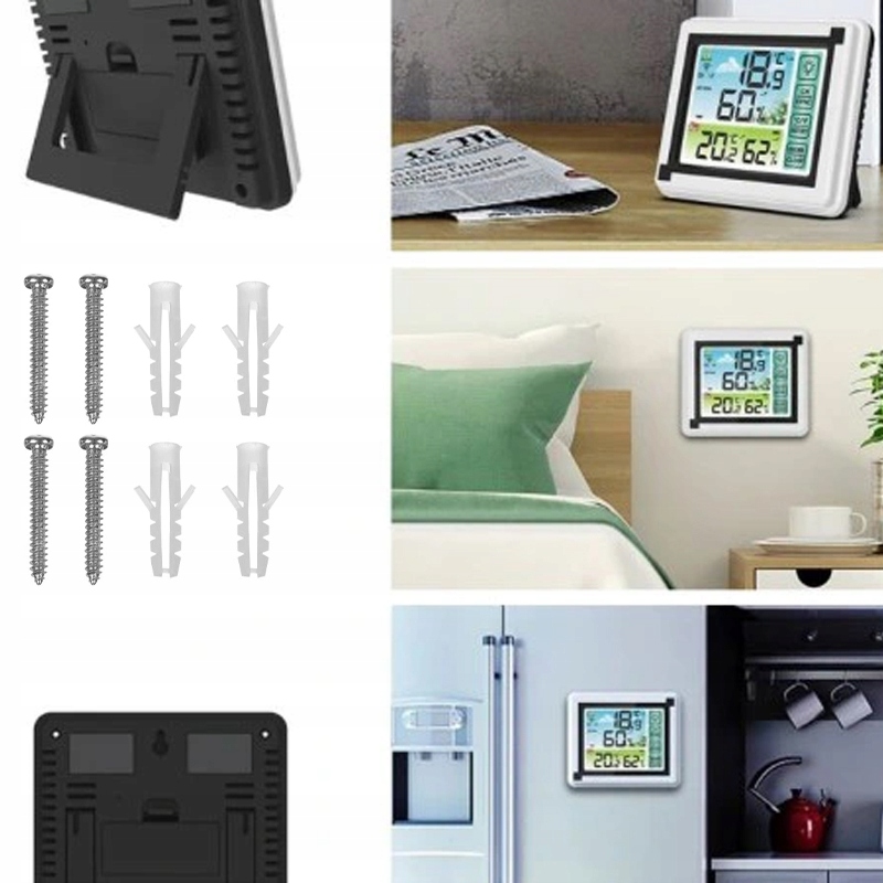 TERMOMETR Z HIGROMETREM POKOJOWY WILGOTNOŚCIOMIERZ Funkcje pamięć pomiarów maksymalnych i minimalnych pomiar temperatury wewnętrznej pomiar temperatury zewnętrznej pomiar wilgotności