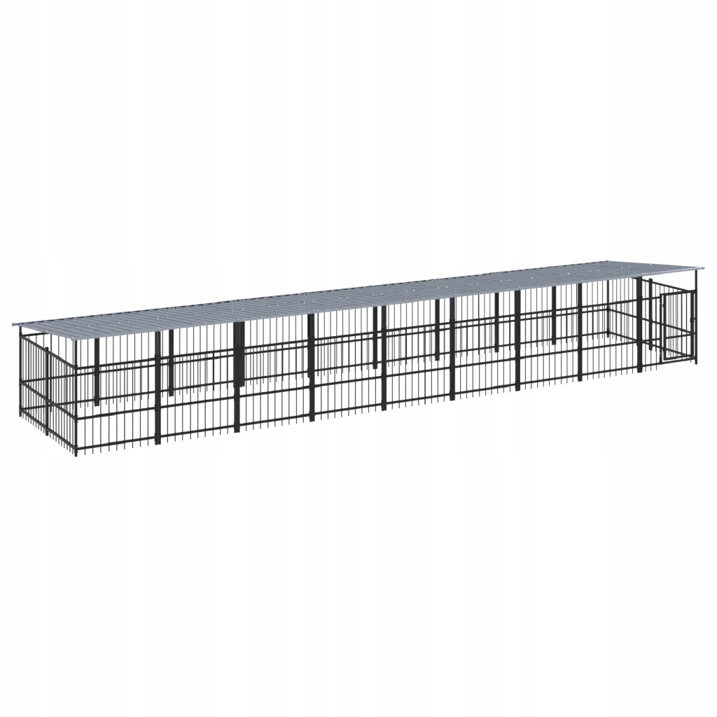 Levně vidaXL Kotec venkovní pro psy, se zastřešením, ocelová, 16,89 m²