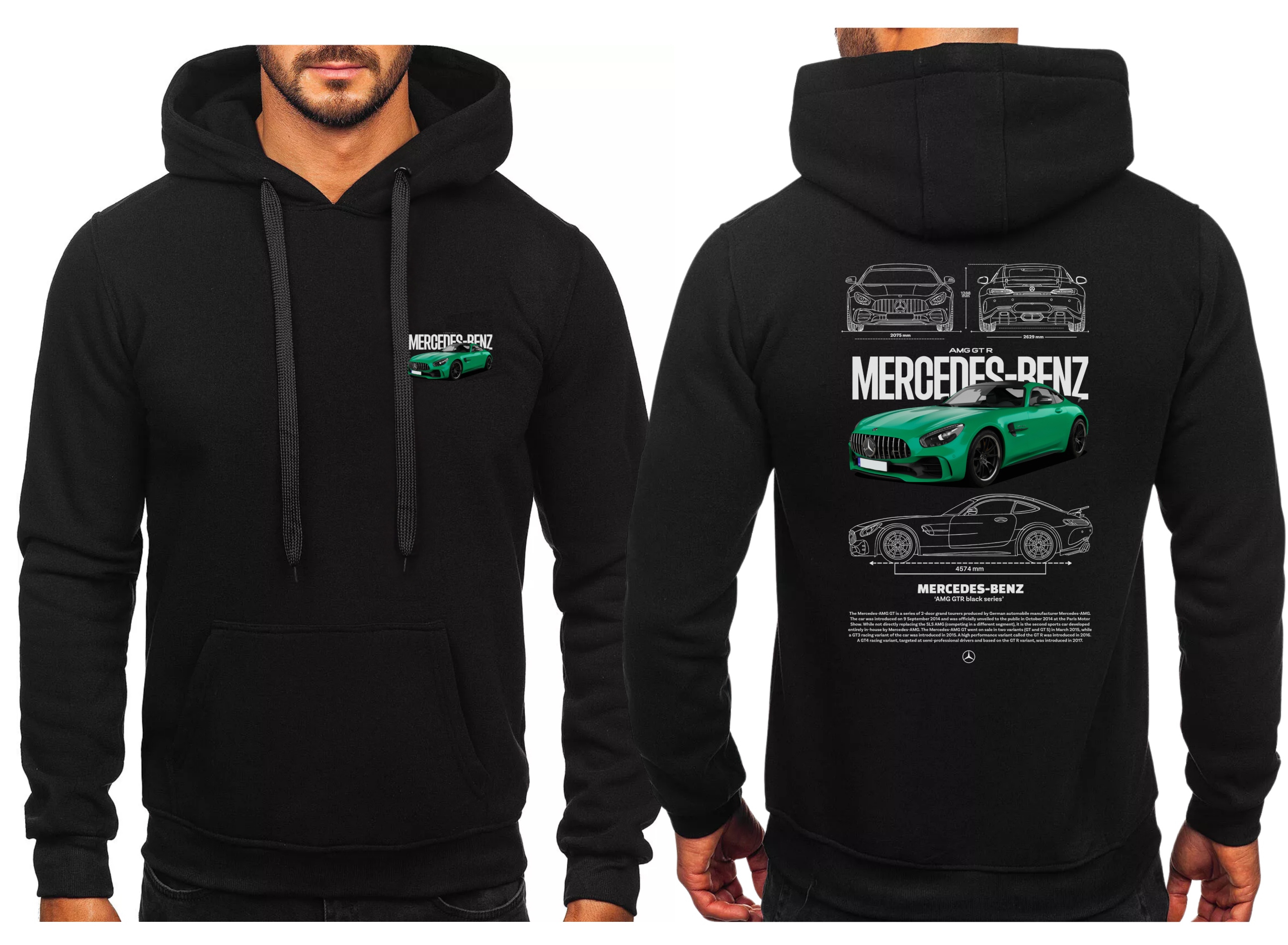 MERCEDES BENZ AMG BLUZA Z KAPTUREM SPORTOWA Z NADRUKIEM TYŁ I PRZÓD XXL