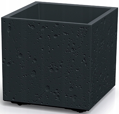 Kwietnik Niski Na Kółkach Doniczka Kwiaty Sierra 39X39X37CM Beton Czarny