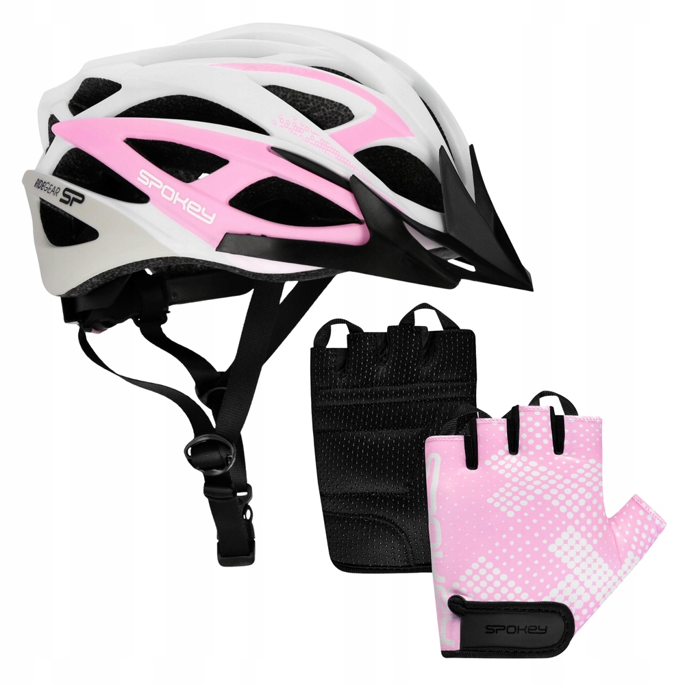 Kask Rowerowy Z Regulacją Z Daszkiem Ochronny Mtb 55-58 cm Rękawiczki M