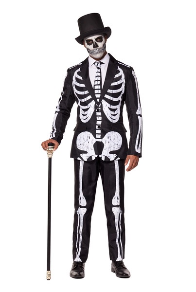 Pánský Oblek Kostlivec Suitmeister Deluxe Převlek Halloween L