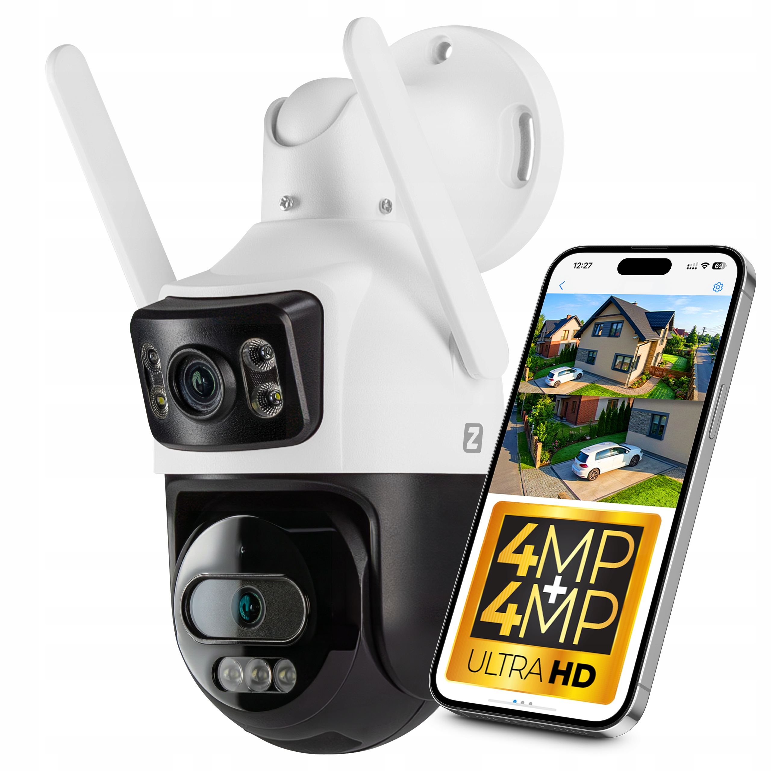 Obrotowa Kamera Zewnętrzna Ip Wifi Dual Lens 4MP 4MP Podwójna