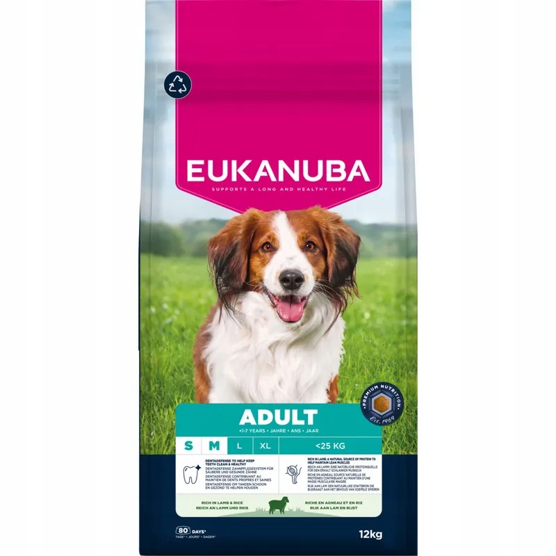 Levně Eukanuba Adult Small & Medium Breed, jehněčí maso a rýže 12 kg
