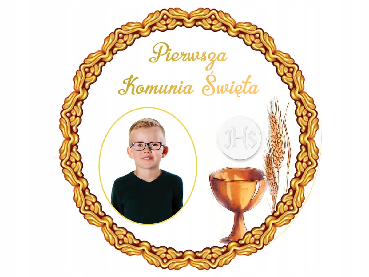 

Dekoracyjny Opłatek na tort Komunię Komunijny