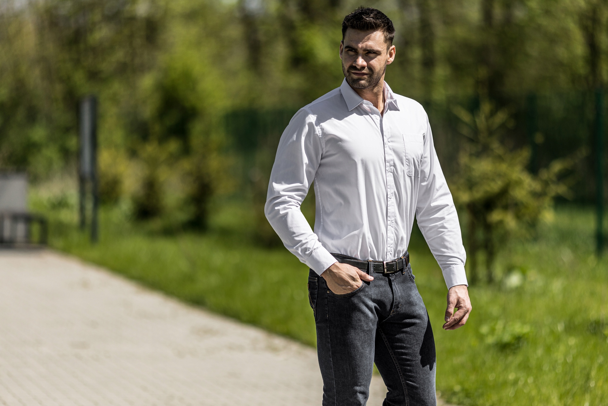 KOSZULA BIAŁA ELEGANCKA KLASYCZNA - BAWEŁNA 44/45 Rozmiar kołnierzyka 44