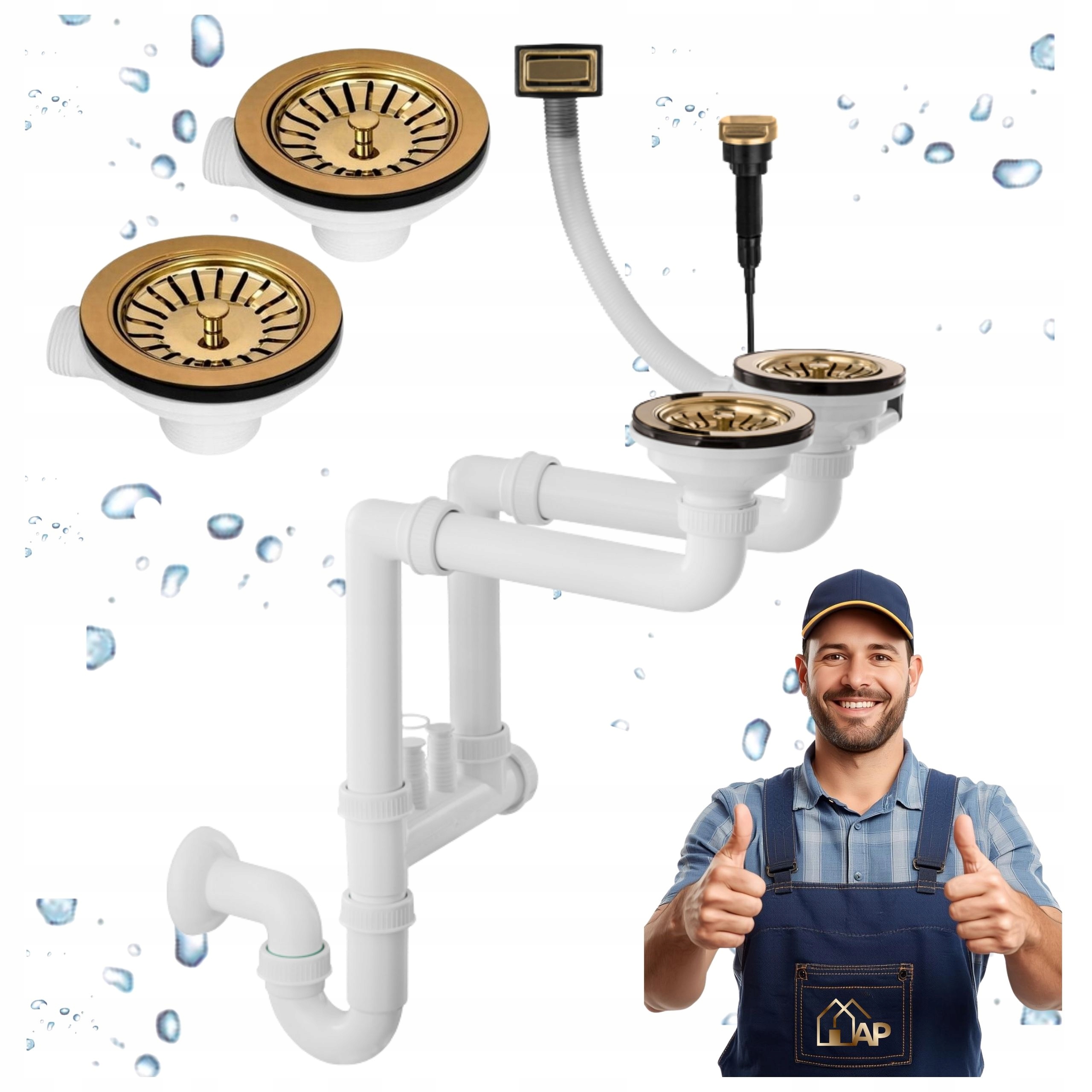 Sifon do dřezu 2-komorový s obdélníkovým přepadem Odtok Zlatý Automat