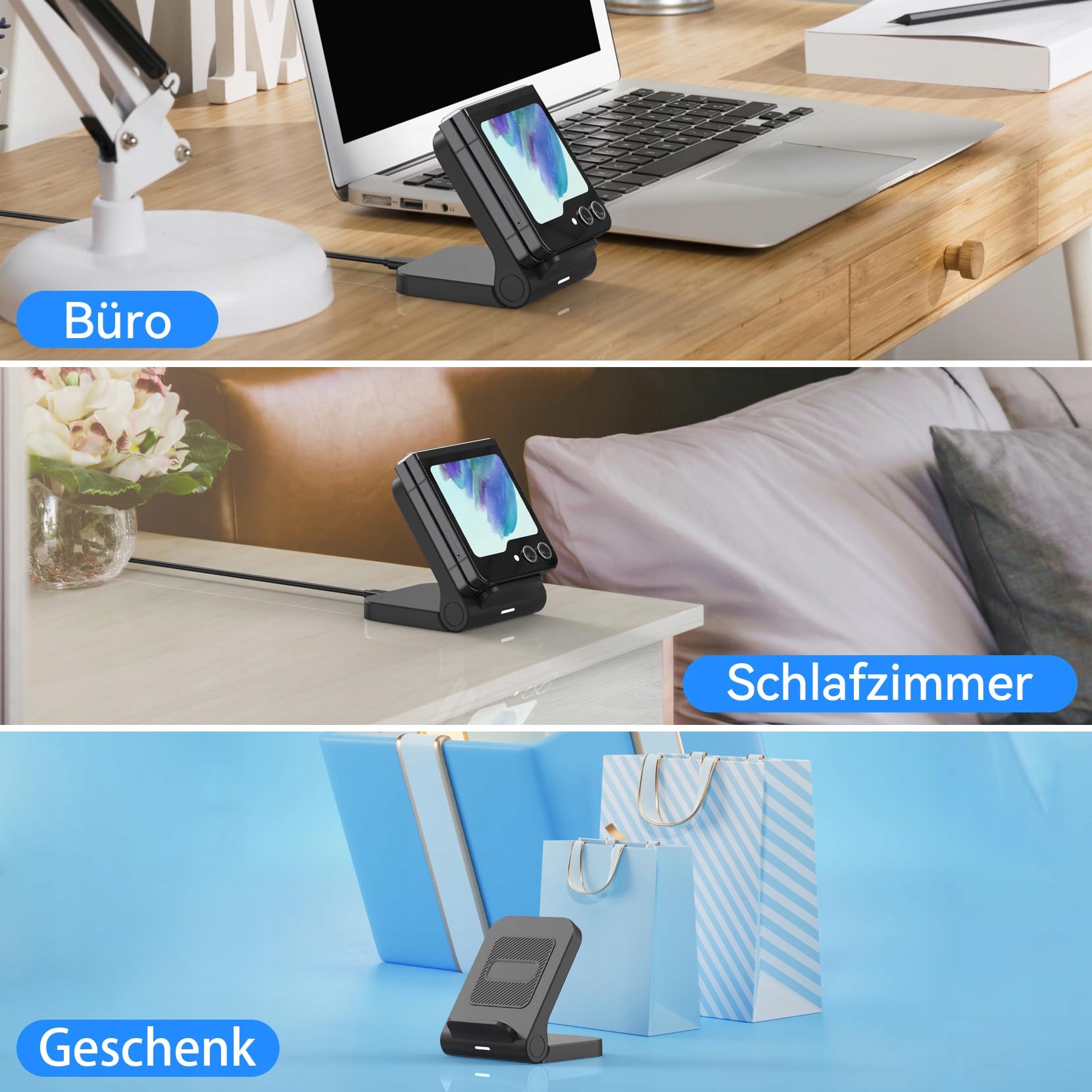 GEYO Stacja Ładowania Indukcyjna 15W Do Samsung Galaxy Z Flip 6 5 4 3 — miniatura 6