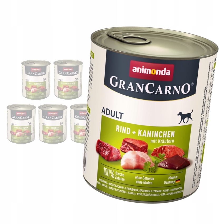 Levně Animonda GranCarno Adult 6x800g Vlhké Krmivo pro psa Hovězí králík Bylinky