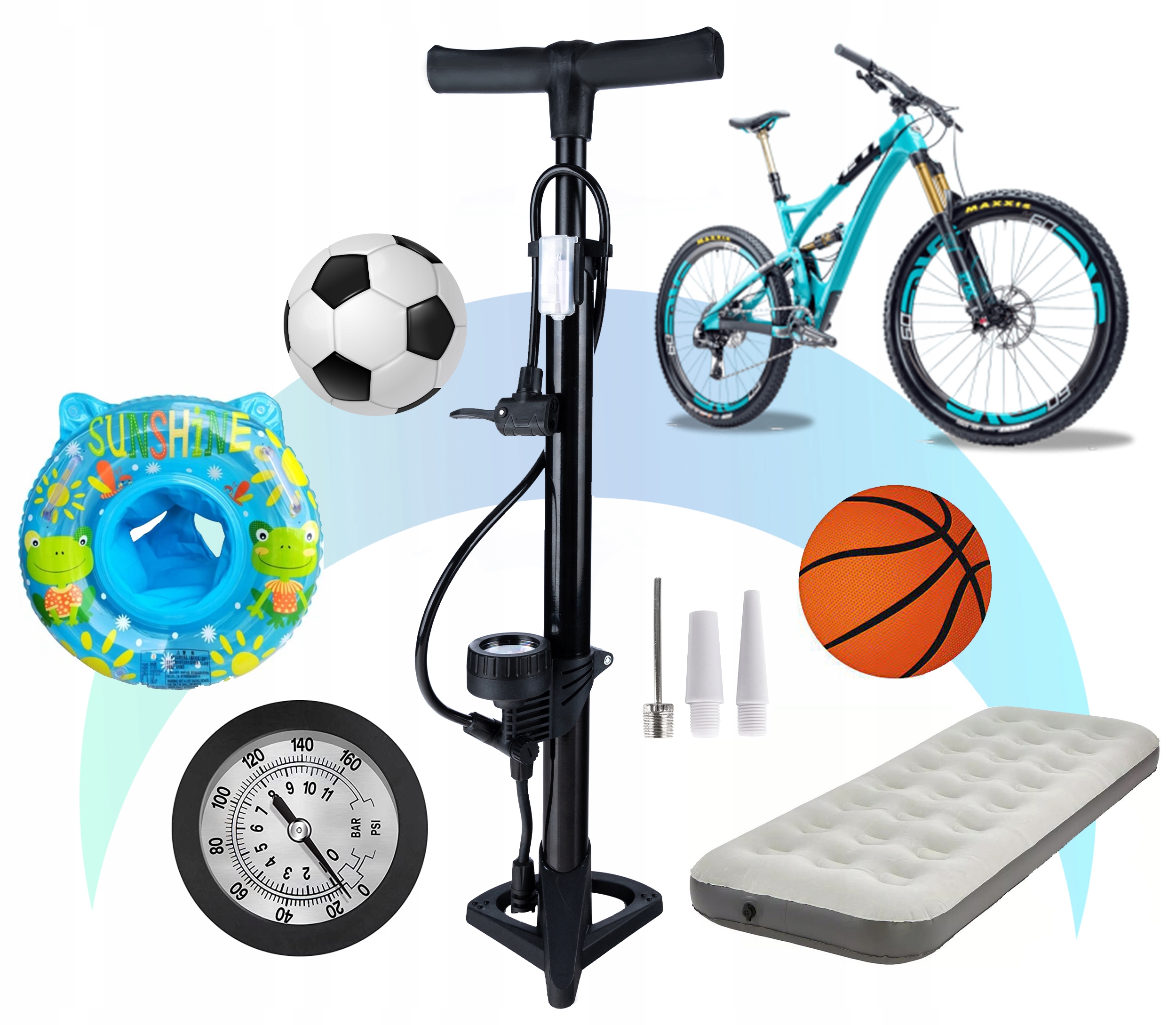 POMPKA ROWEROWA Z MANOMETREM DO PIŁEK MATERACÓW Kod producenta a10a