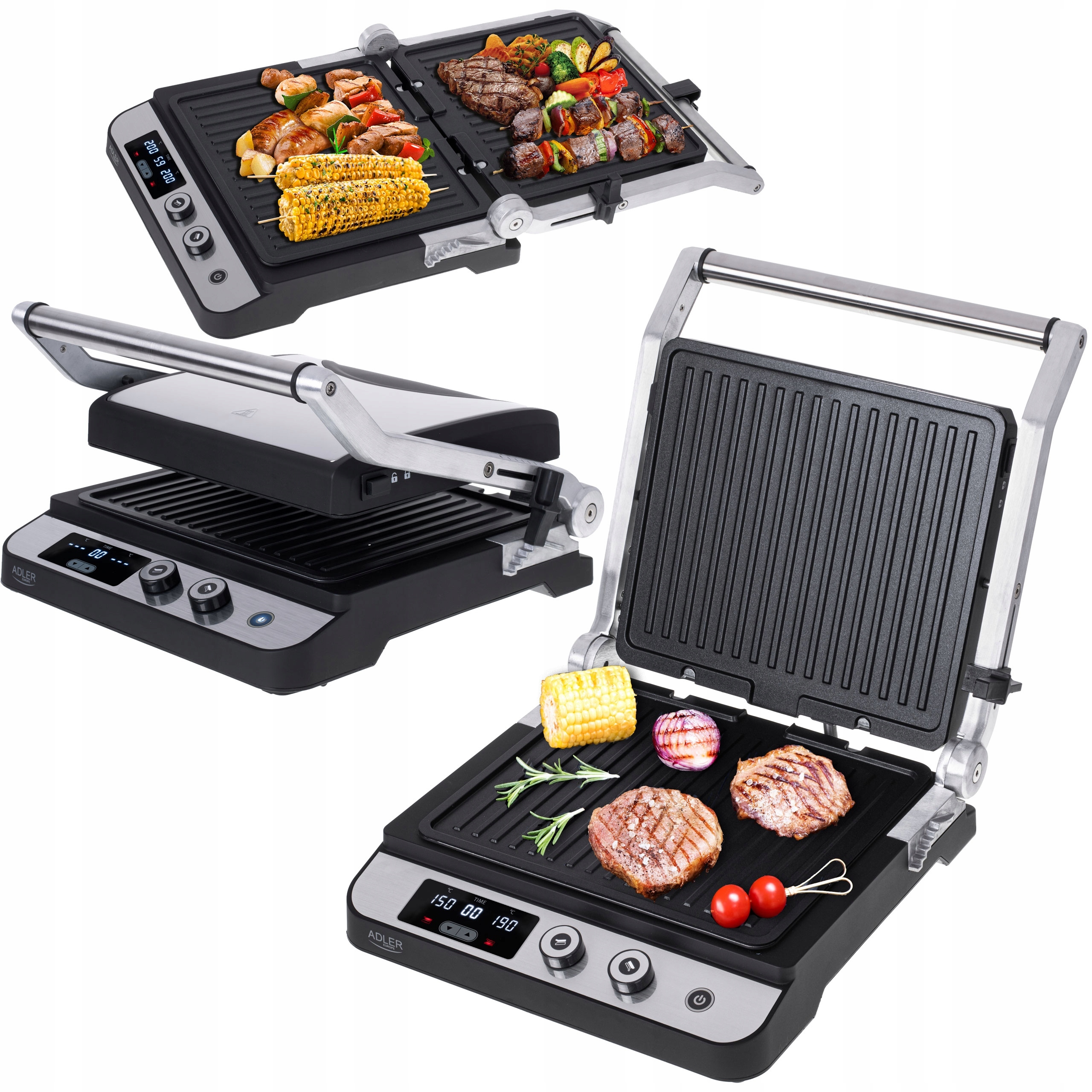 GRILL ELEKTRYCZNY STOŁOWY WYMIENNE PŁYTY 3000W