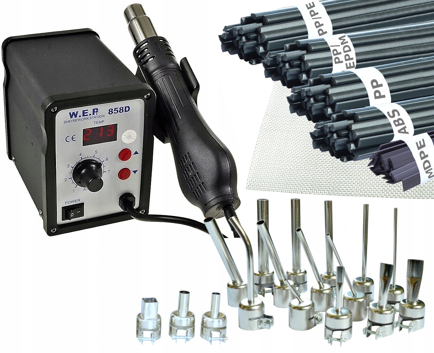 Spawarka Plastiku 858D 18xDysza Plastik Siatka