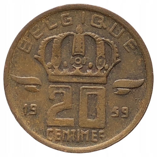 61467. Belgia, 20 centymów, 1959r.