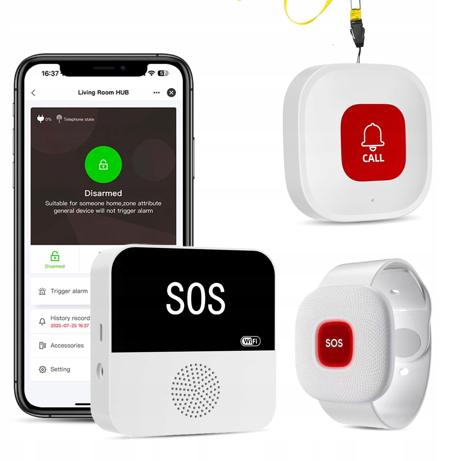 Sos vyvolávací systém pro seniora WiFi Tlačítko Pásek Aplikace