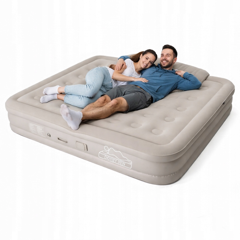 Materac dmuchany 48 punktowy dwuosobowy z wbudowaną elektryczną pompką