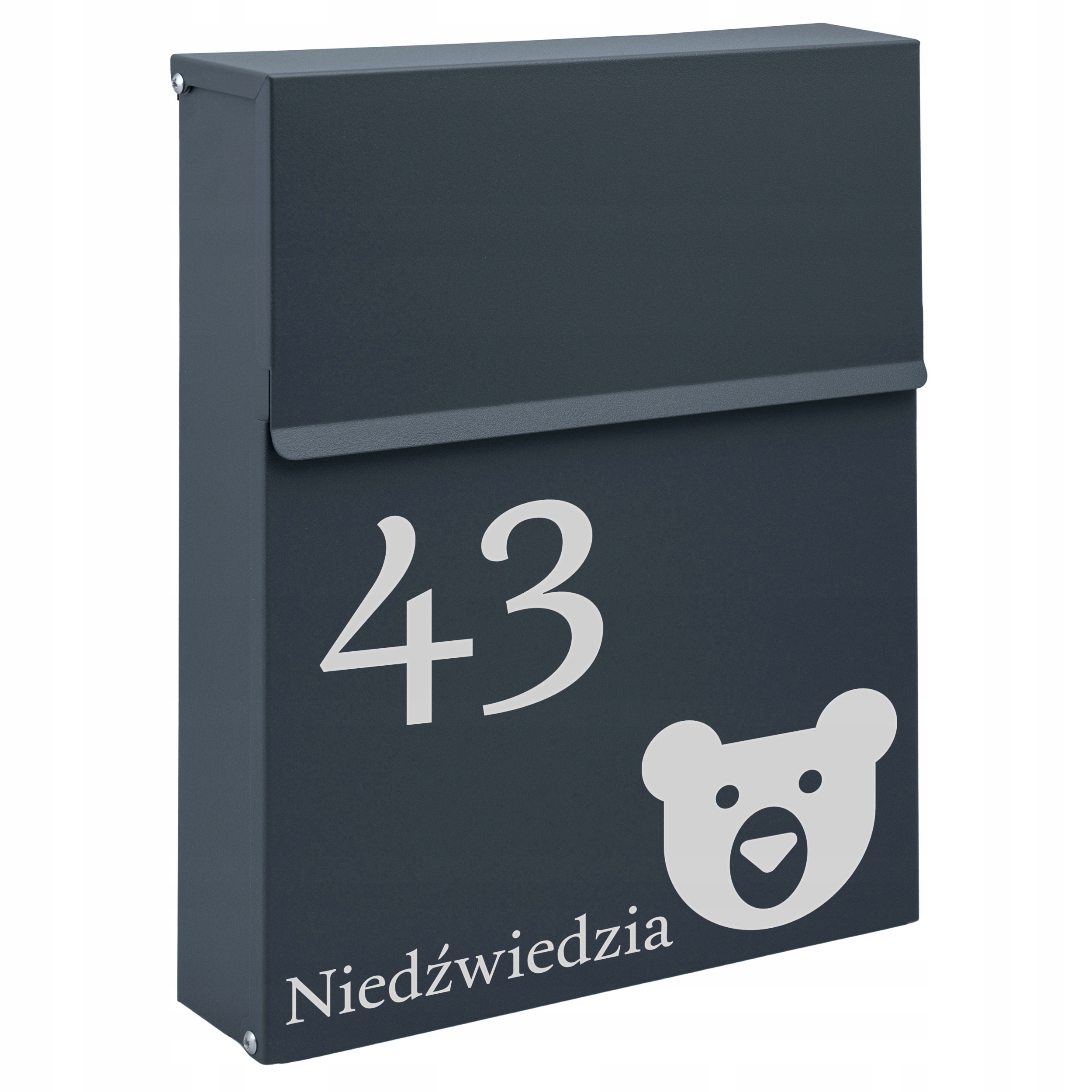 Antracitová Poštovní Schránka Slim Na Dopisy S Vaší Adresou Nápis Vzor 5