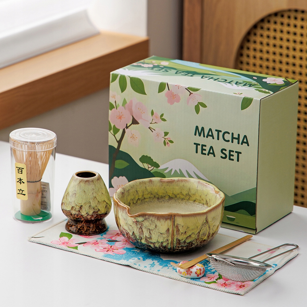 Nekit Zestaw Do Matchy Japoński Styl Z Czarka Miotełka Podstawka Łyżeczka
