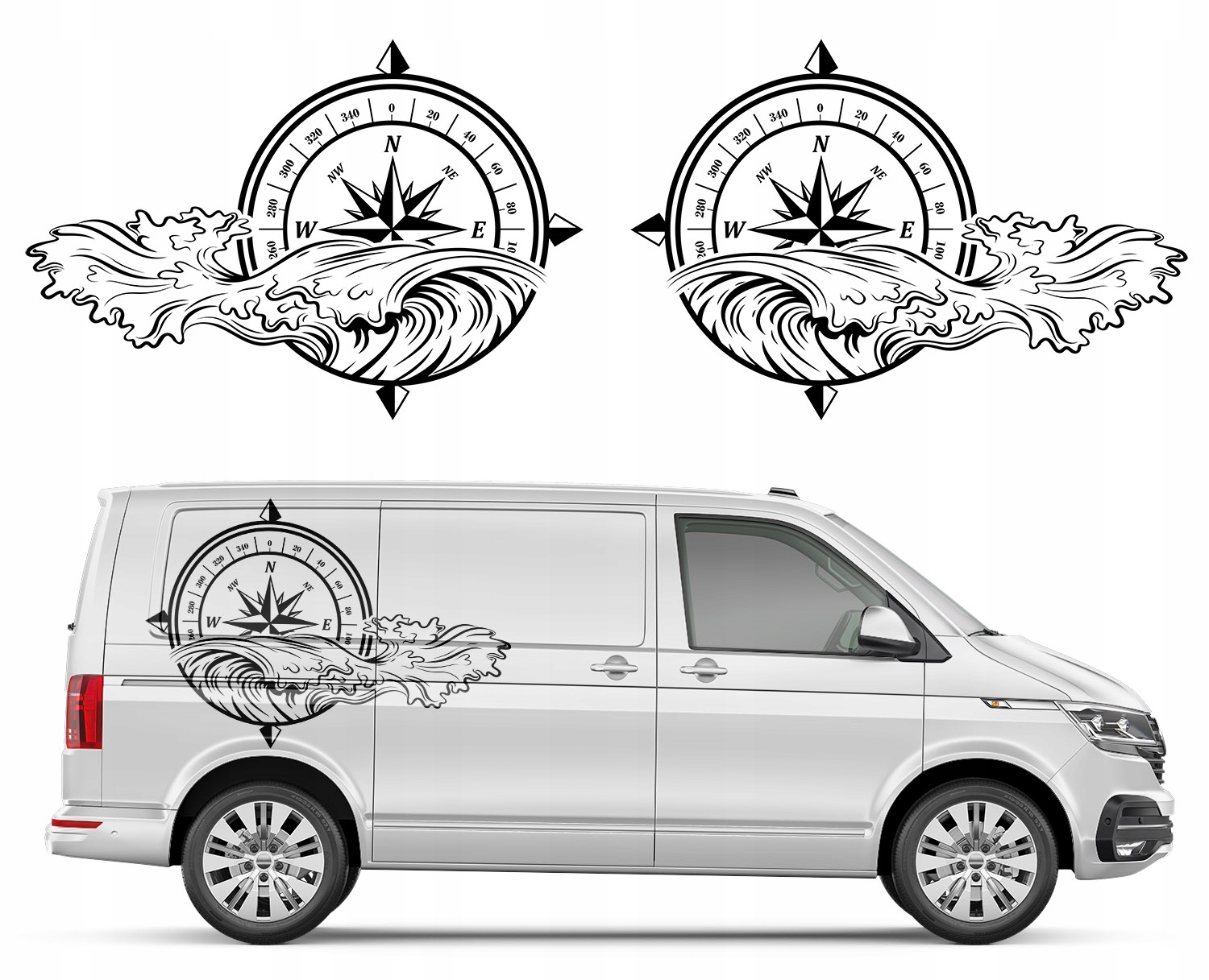 Samolepka Na Auto Karavan Vzor Růže Vlny 94X137 cm