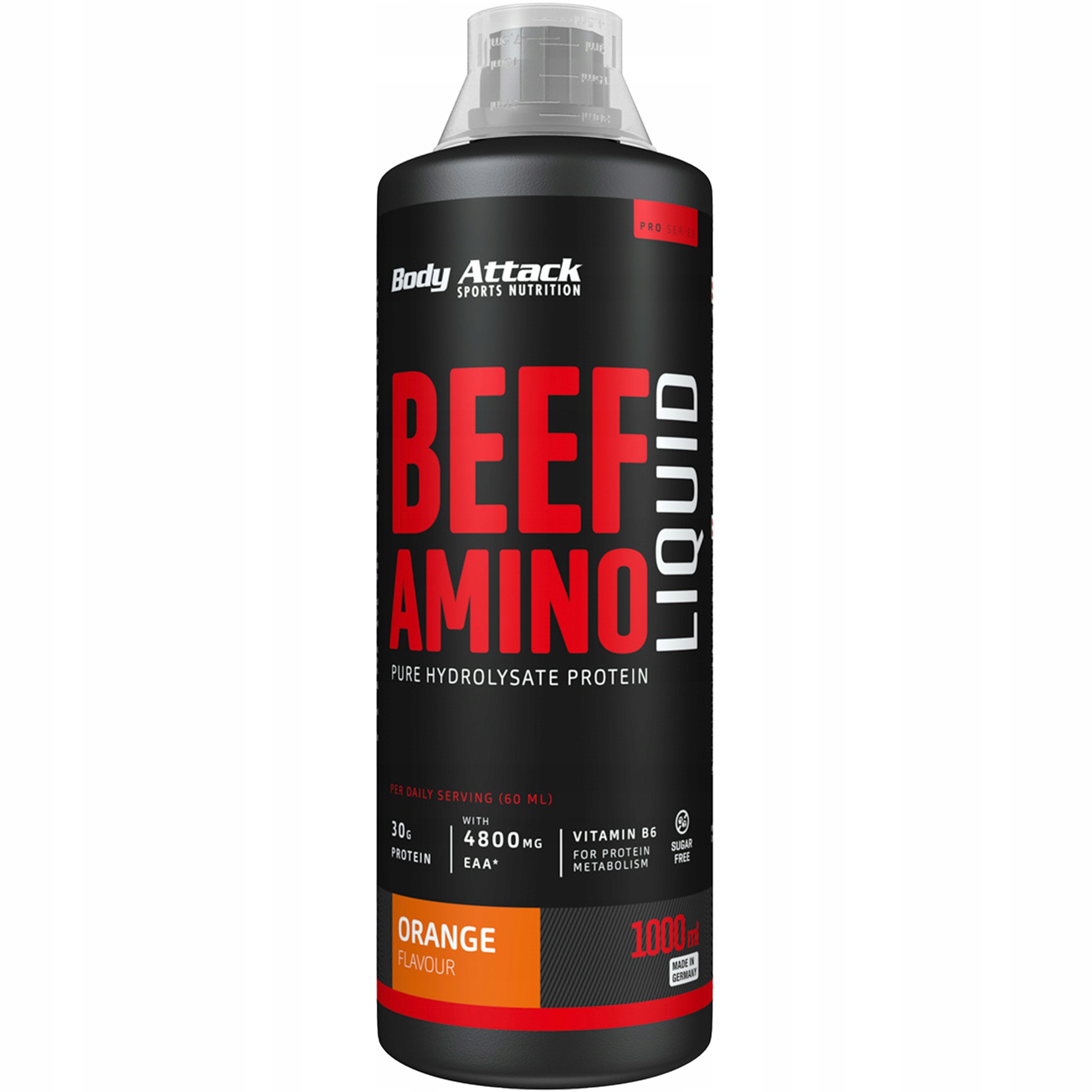 Tekuté aminokyseliny Body Attack Beef Amino Liquid 1000 ml Pomeranč Bcaa