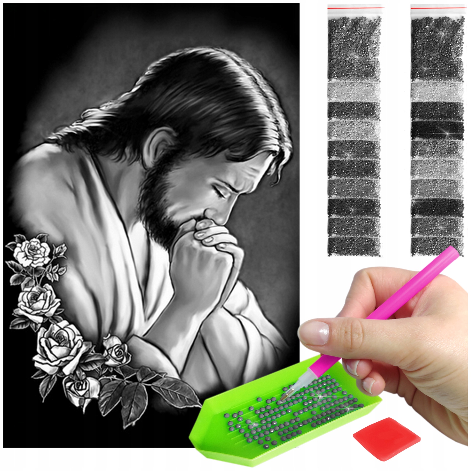 Výšivka Diamond Painting mozaika modlící Ježíš sada