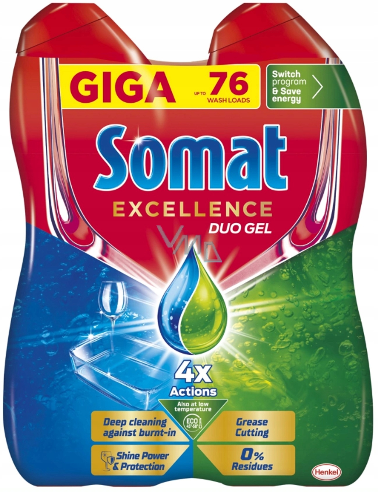 Levně Somat Excellence Duo AntiGrease gel do myčky proti mastnotě 76 dávek 2 x 68