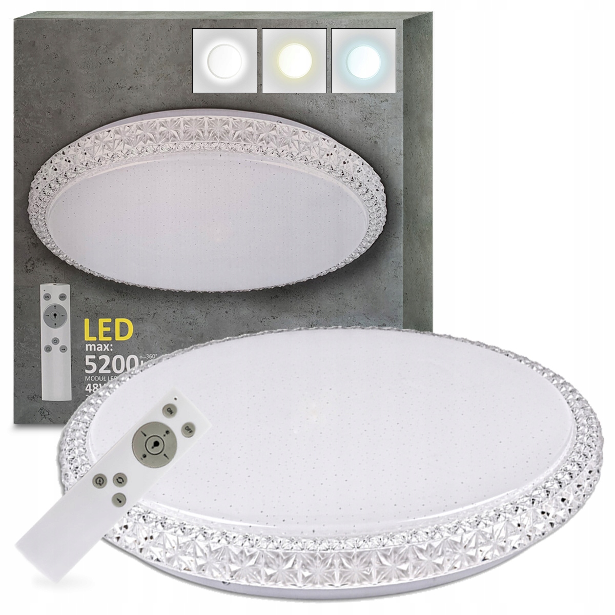 

Plafon Led z Pilotem ze Ściemniaczem Sufitowy 48W