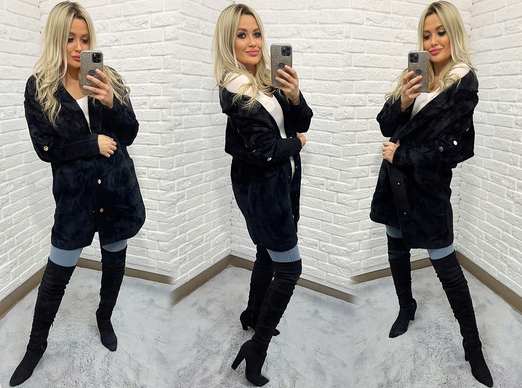 Płaszcz ALPAKI kurtka WEŁNA MODNE KOLORY oversize Model alpaka z guziczkami, przejściowy, jesienny zimowy