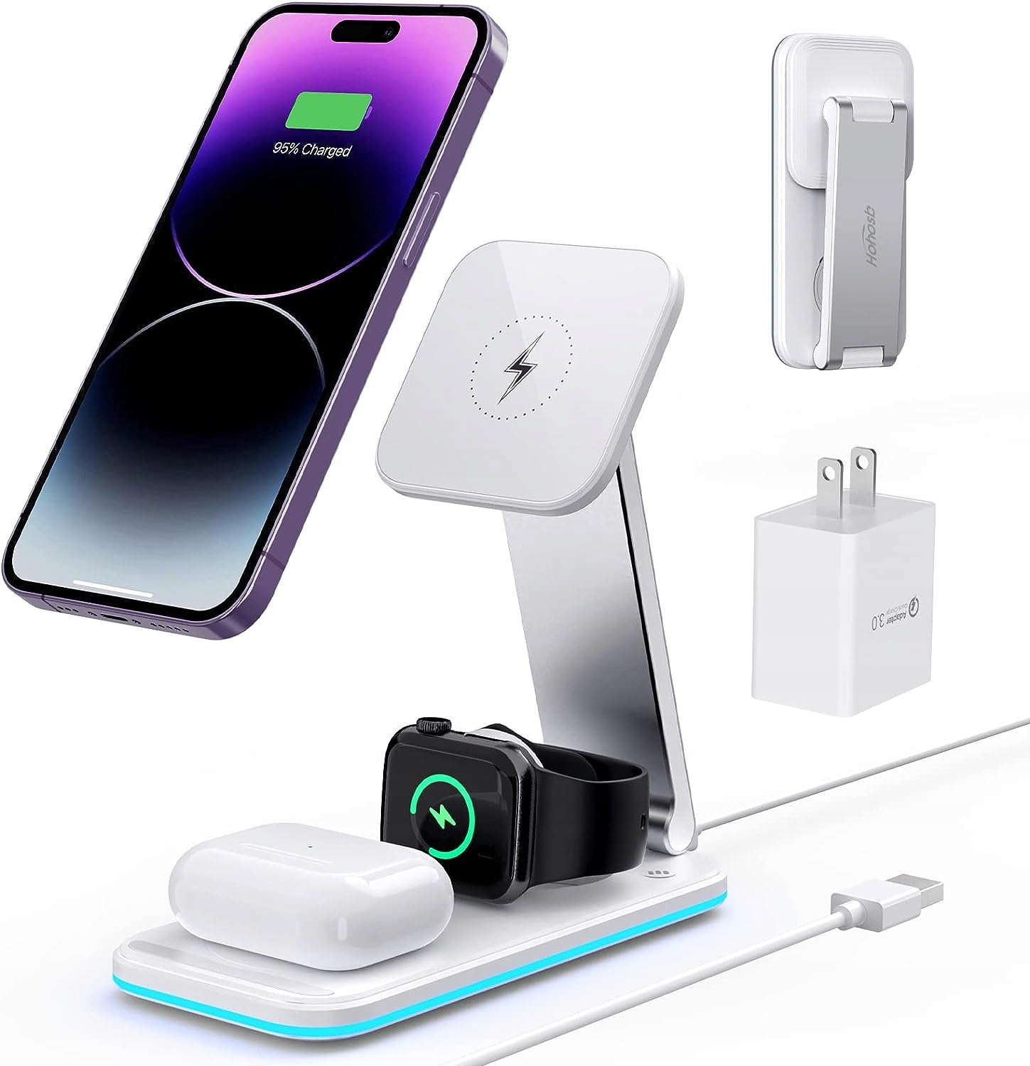 Nabíjecí Stanice Pro Iphone Apple Watch Airpods Magnetická Indukční 3 V 1