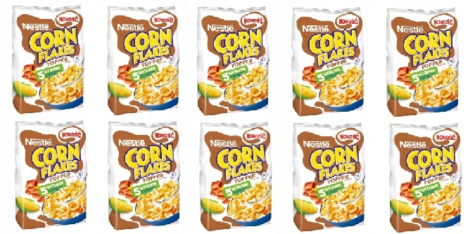 Levně 10 x 250 g Nestle Corn Flakes kukuřičných toffee bez lepku Půl Karet