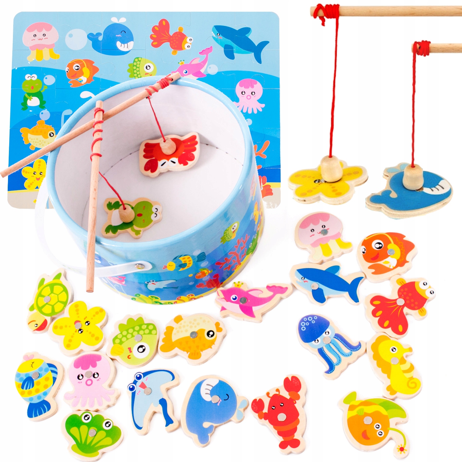 

Gra Łowienie Rybek rybki drewniane magnes puzzle